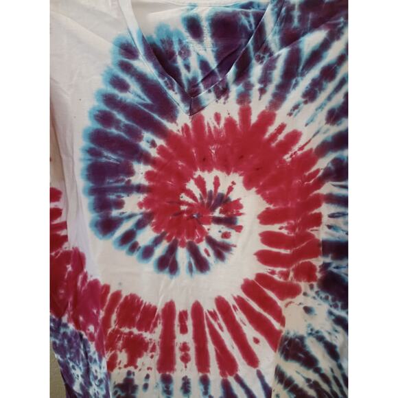 Purple and Pink V-Neck Spiral Tie Dye T-Shirt Size 3XL - Picture 2 of 4